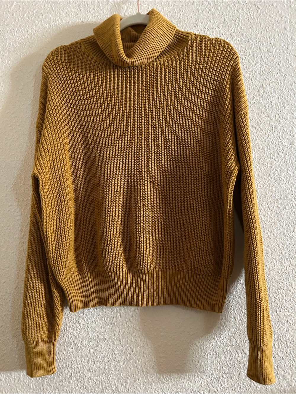 Ambiance Mustard Ribbed Cowl Neck Sweater